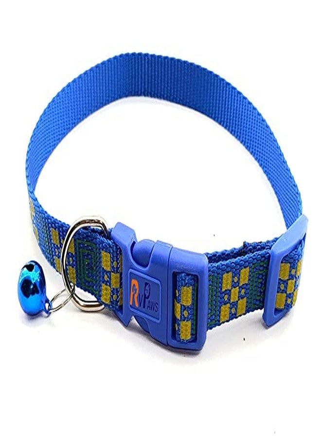 Pups&Pets 15 MM Puppy Collar and Leash Set - Puppy Printed Adjustable Nylon Collar with Leash for Cat and Puppy, Quick Release and Breathable Collar with Bell for Puppies, Dog & Cat (Blue) - Image 2